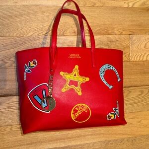Versace Collection Red Tote with Embellishments